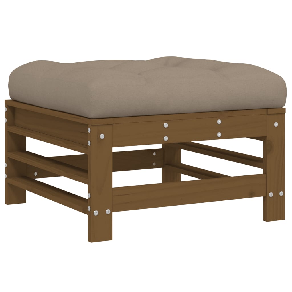 vidaXL Tabouret de jardin avec coussin marron miel en pin massif