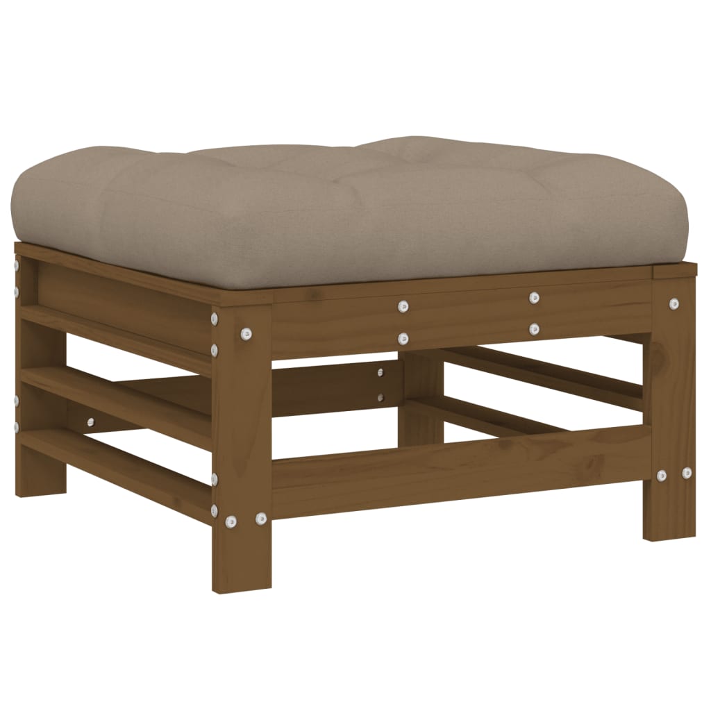 vidaXL Tabouret de jardin avec coussin marron miel en pin massif