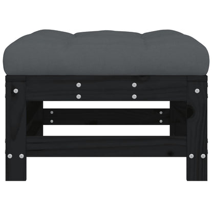 vidaXL Gartenhocker mit Kissen Schwarz Massivholz Kiefer