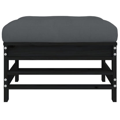 vidaXL Gartenhocker mit Kissen Schwarz Massivholz Kiefer