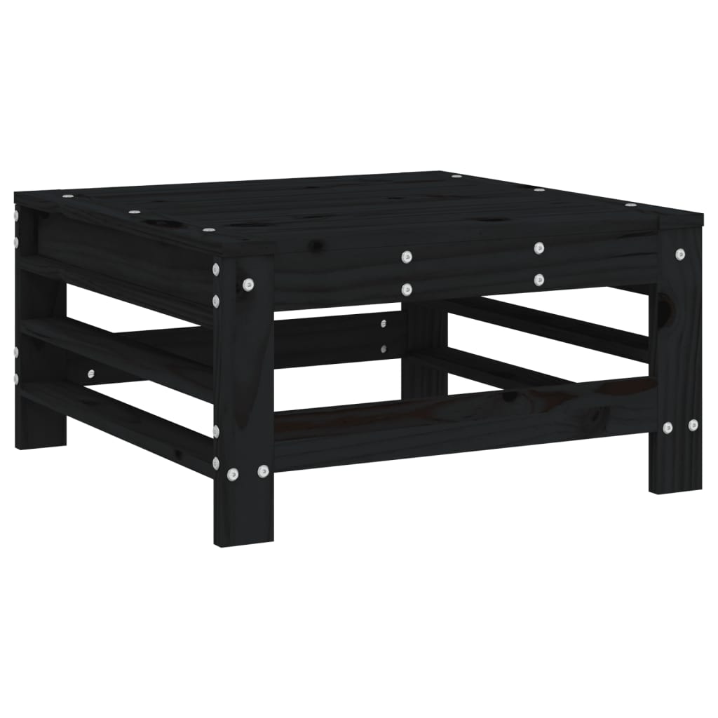 vidaXL Gartenhocker mit Kissen Schwarz Massivholz Kiefer
