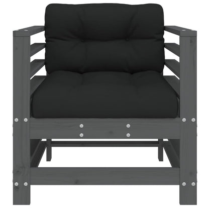 vidaXL Gartenstühle mit Kissen 2 Stk. Grau Massivholz Kiefer