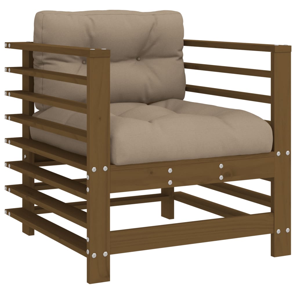vidaXL Chaises de jardin avec coussins 2 pcs Marron miel Bois de pin massif