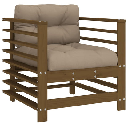 vidaXL Chaises de jardin avec coussins 2 pcs Marron miel Bois de pin massif