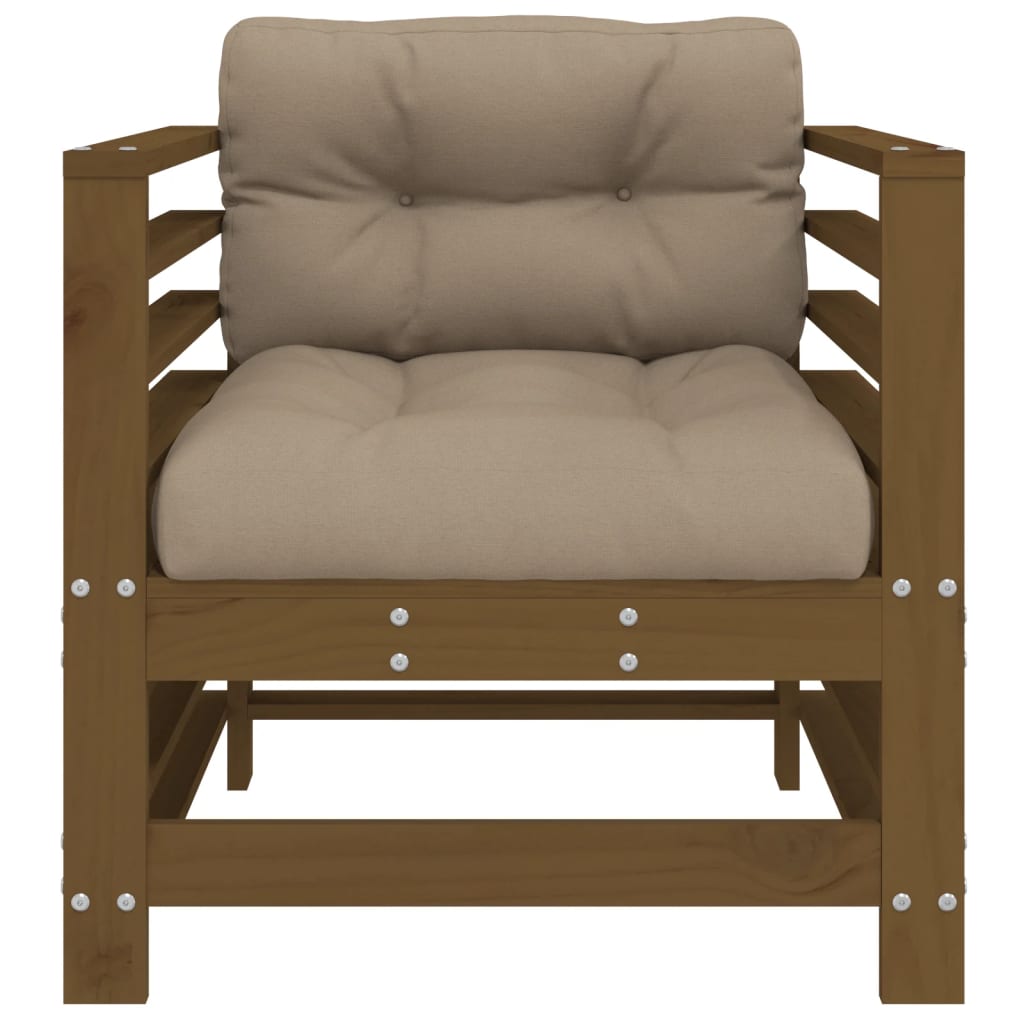 vidaXL Chaises de jardin avec coussins 2 pcs Marron miel Bois de pin massif