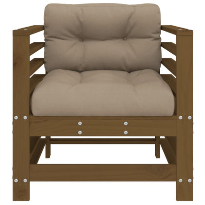 vidaXL Chaises de jardin avec coussins 2 pcs Marron miel Bois de pin massif