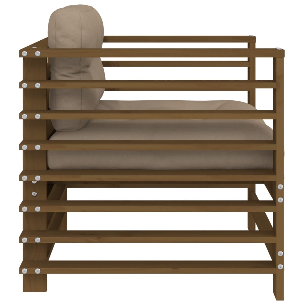 vidaXL Chaises de jardin avec coussins 2 pcs Marron miel Bois de pin massif