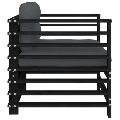 vidaXL Chaises de jardin avec coussins 2 pcs Noir Bois de pin massif