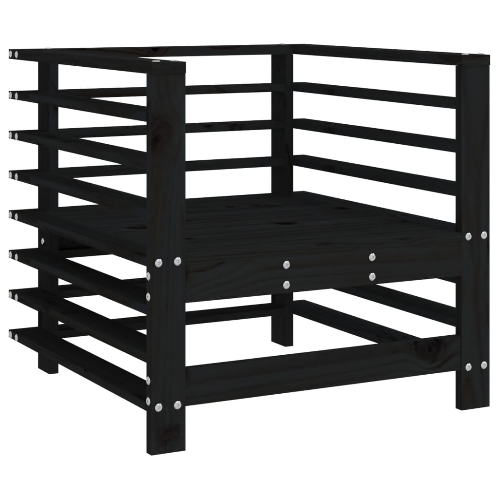 vidaXL Chaises de jardin avec coussins 2 pcs Noir Bois de pin massif