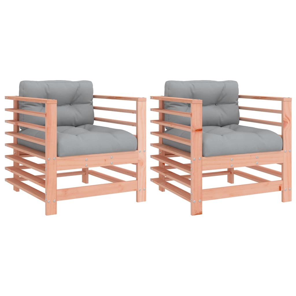 vidaXL Chaises de jardin avec coussins 2 pcs. Bois de douglas massif