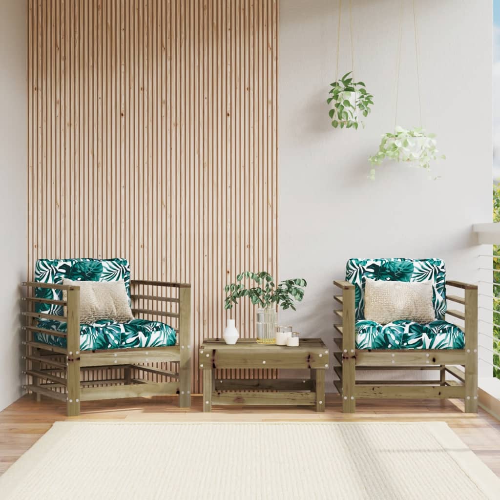 vidaXL Chaises de jardin avec coussins 2 pcs. Bois de pin imprégné