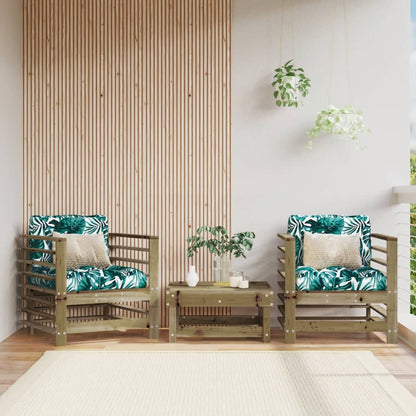 vidaXL Chaises de jardin avec coussins 2 pcs. Bois de pin imprégné
