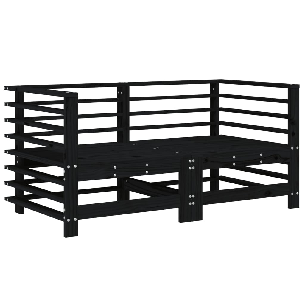 vidaXL Ecksofas mit Kissen 2 Stk. Schwarz Massivholz Kiefer