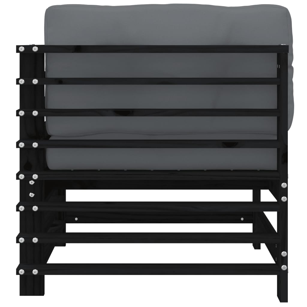 vidaXL Ecksofas mit Kissen 2 Stk. Schwarz Massivholz Kiefer