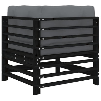 vidaXL Ecksofas mit Kissen 2 Stk. Schwarz Massivholz Kiefer