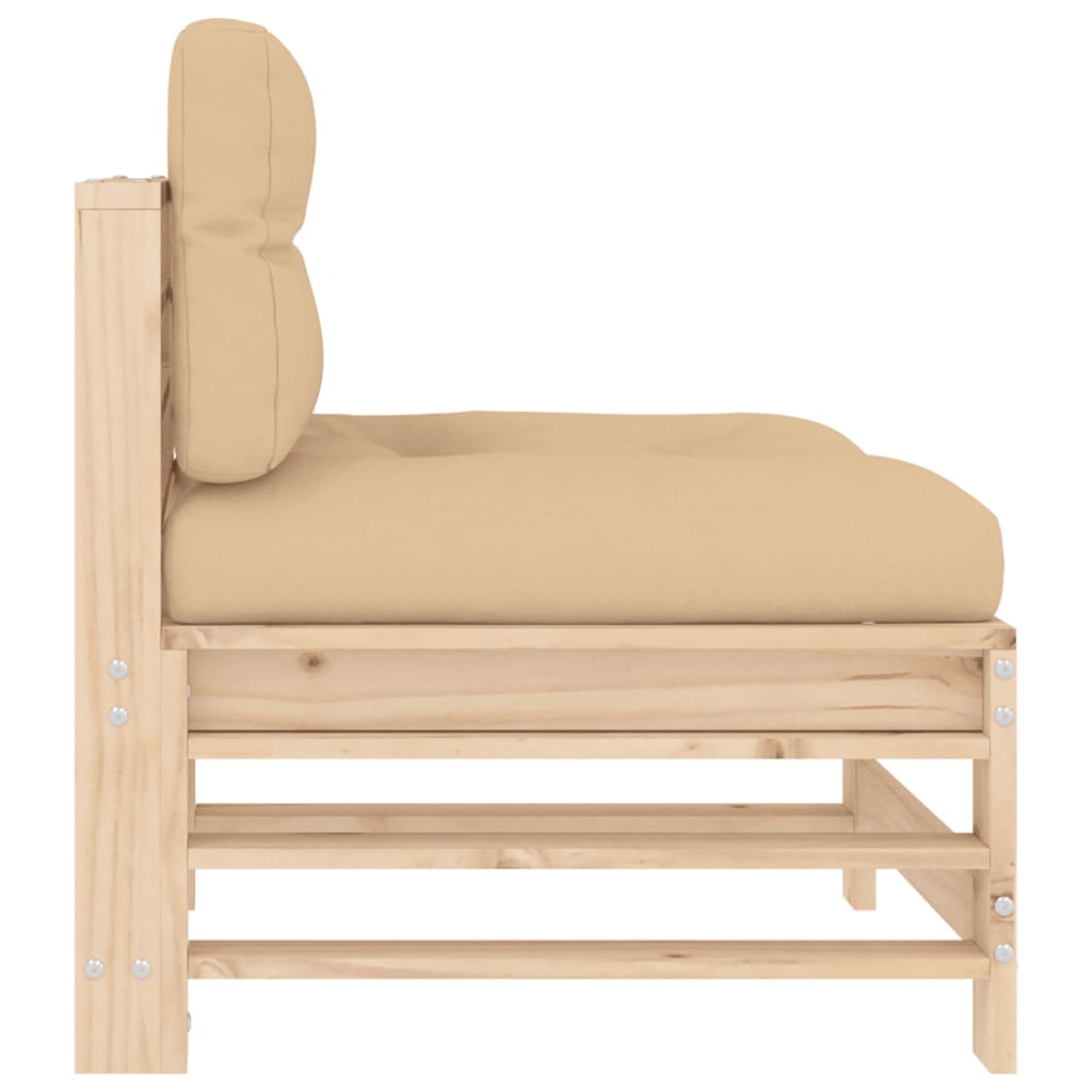 vidaXL Mittelsofas mit Kissen 2 Stk. Massivholz Kiefer