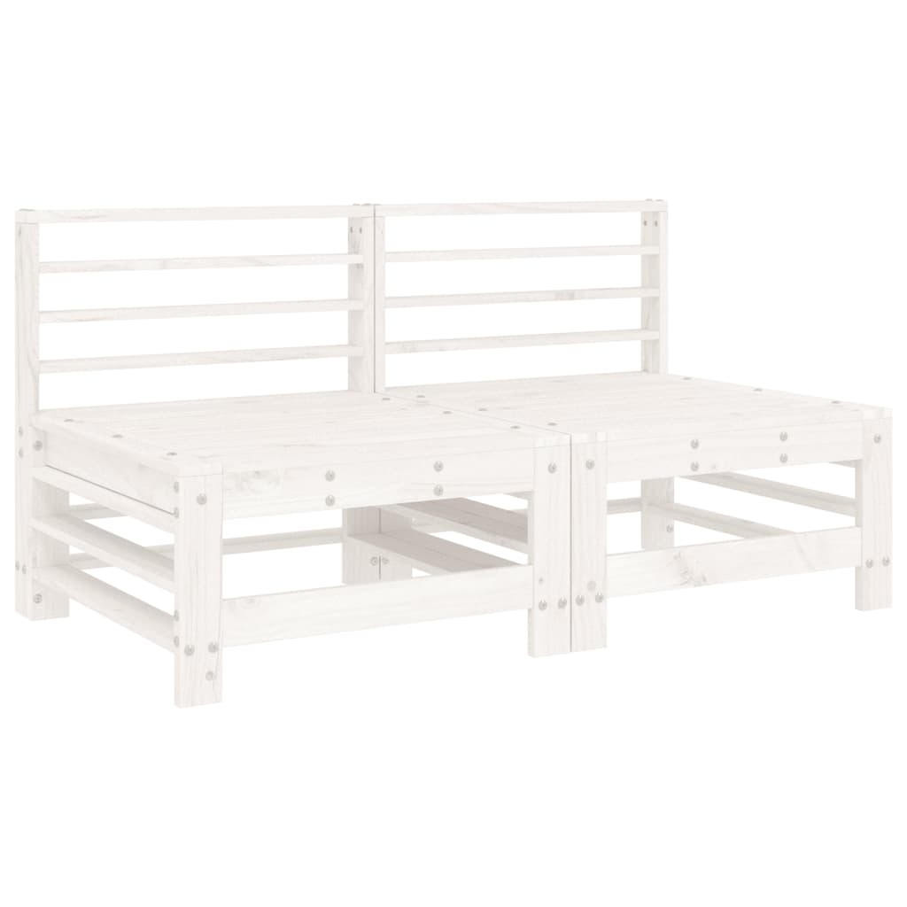 vidaXL Mittelsofas mit Kissen 2 Stk. Weiß Massivholz Kiefer