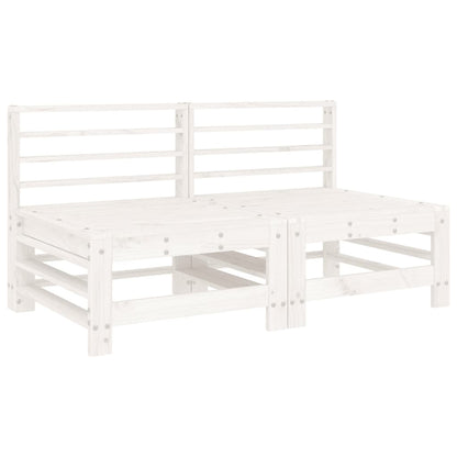 vidaXL Mittelsofas mit Kissen 2 Stk. Weiß Massivholz Kiefer