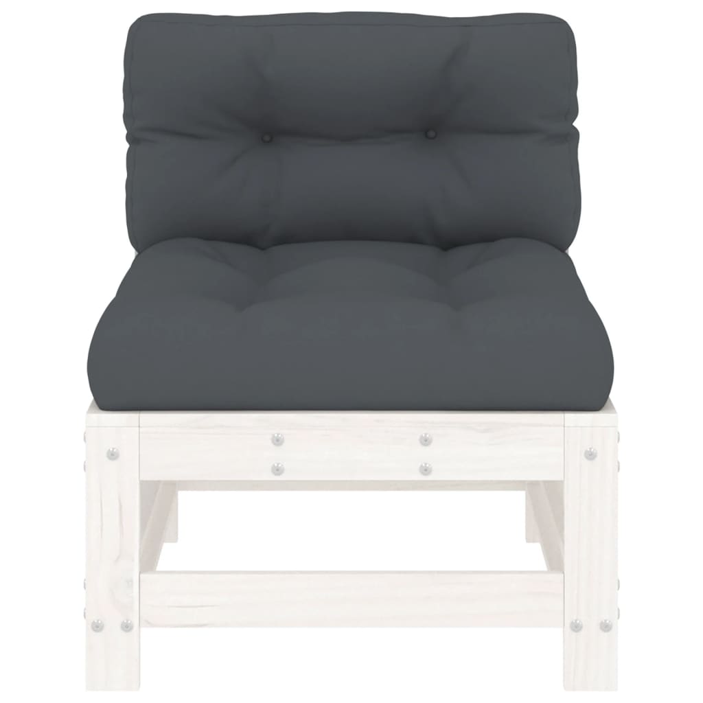 vidaXL Mittelsofas mit Kissen 2 Stk. Weiß Massivholz Kiefer