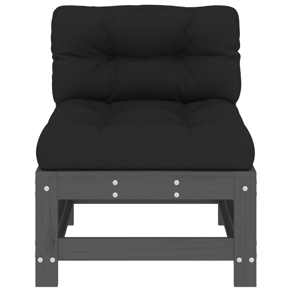 vidaXL Mittelsofas mit Kissen 2 Stk. Grau Massivholz Kiefer