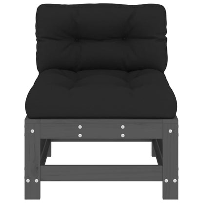 vidaXL Mittelsofas mit Kissen 2 Stk. Grau Massivholz Kiefer