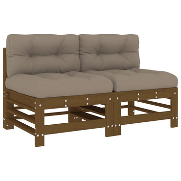 vidaXL Mittelsofas mit Kissen 2 Stk. Honigbraun Massivholz Kiefer