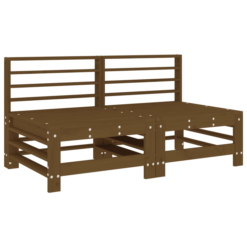 vidaXL Mittelsofas mit Kissen 2 Stk. Honigbraun Massivholz Kiefer