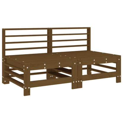 vidaXL Mittelsofas mit Kissen 2 Stk. Honigbraun Massivholz Kiefer