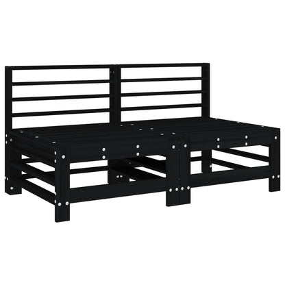 vidaXL Mittelsofas mit Kissen 2 Stk. Schwarz Massivholz Kiefer