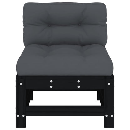 vidaXL Mittelsofas mit Kissen 2 Stk. Schwarz Massivholz Kiefer