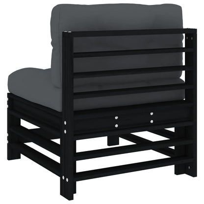 vidaXL Mittelsofas mit Kissen 2 Stk. Schwarz Massivholz Kiefer