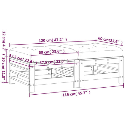 vidaXL Tabourets de jardin avec coussins 2 pcs Bois de pin massif