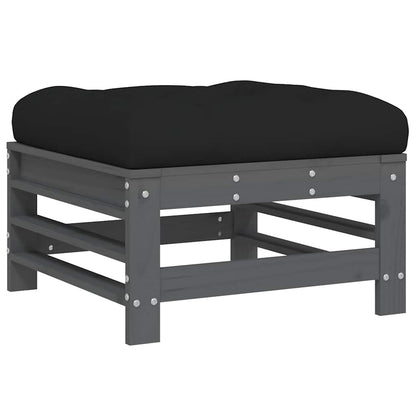 vidaXL Gartenhocker mit Kissen 2 Stk. Grau Massivholz Kiefer