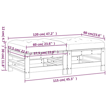 vidaXL Gartenhocker mit Kissen 2 Stk. Schwarz Massivholz Kiefer
