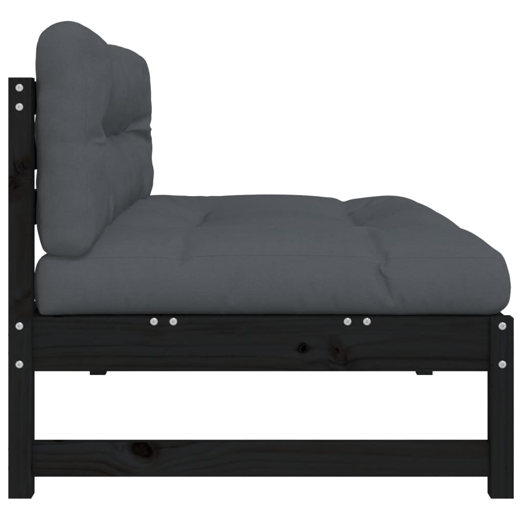 vidaXL Mittelsofa Schwarz 120x80 cm Massivholz Kiefer