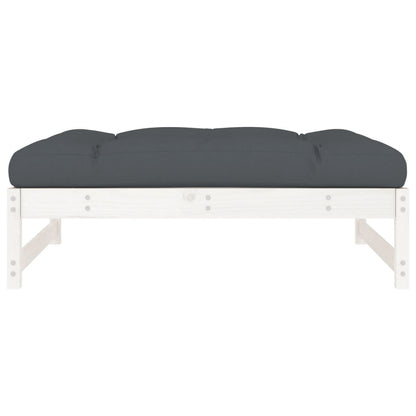 vidaXL Gartenhocker Weiß 120x80 cm Massivholz Kiefer