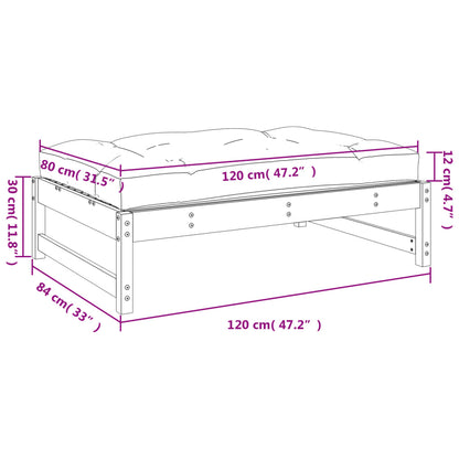 vidaXL Gartenhocker Weiß 120x80 cm Massivholz Kiefer
