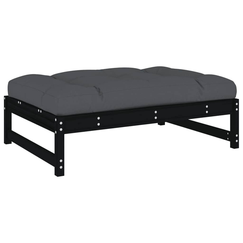 vidaXL Gartenhocker Schwarz 120x80 cm Massivholz Kiefer
