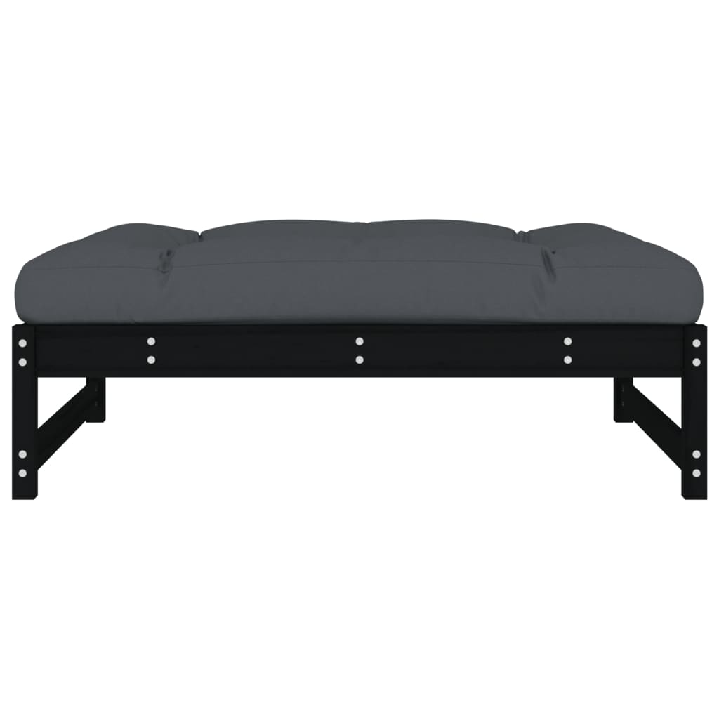 vidaXL Gartenhocker Schwarz 120x80 cm Massivholz Kiefer