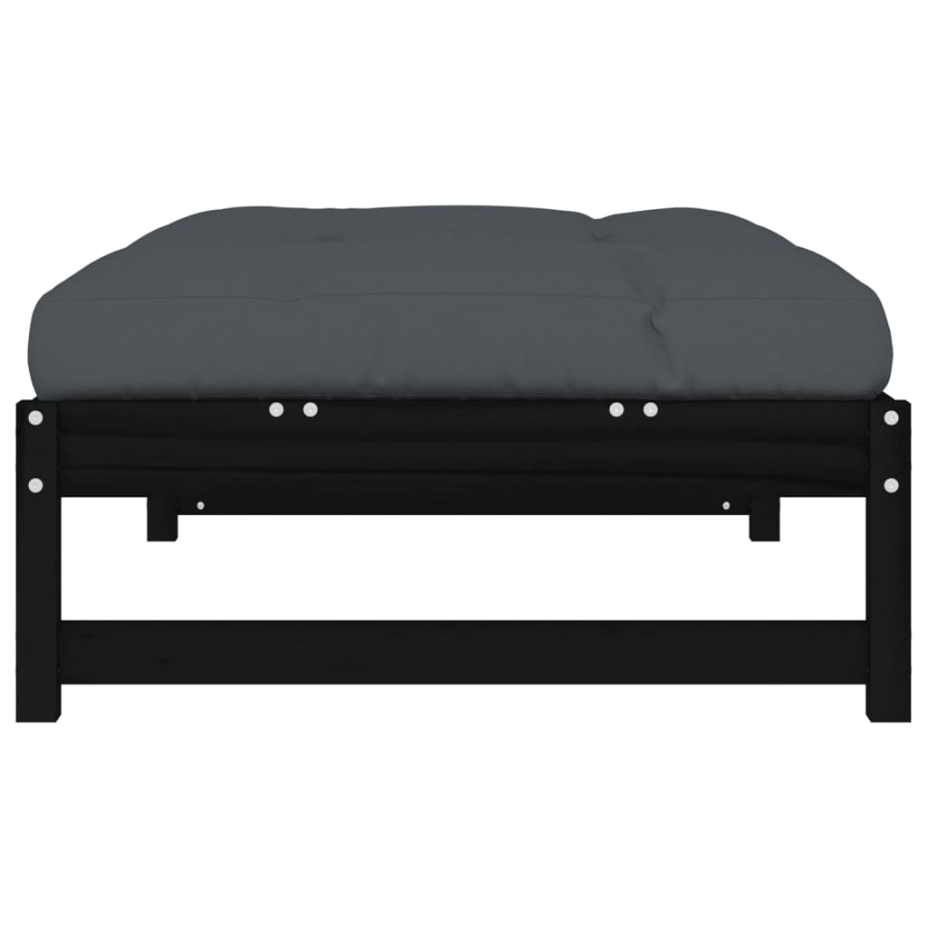 vidaXL Gartenhocker Schwarz 120x80 cm Massivholz Kiefer