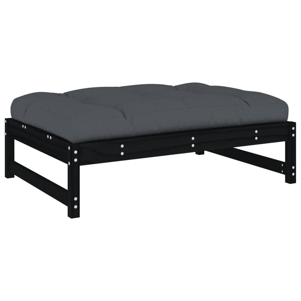 vidaXL Gartenhocker Schwarz 120x80 cm Massivholz Kiefer