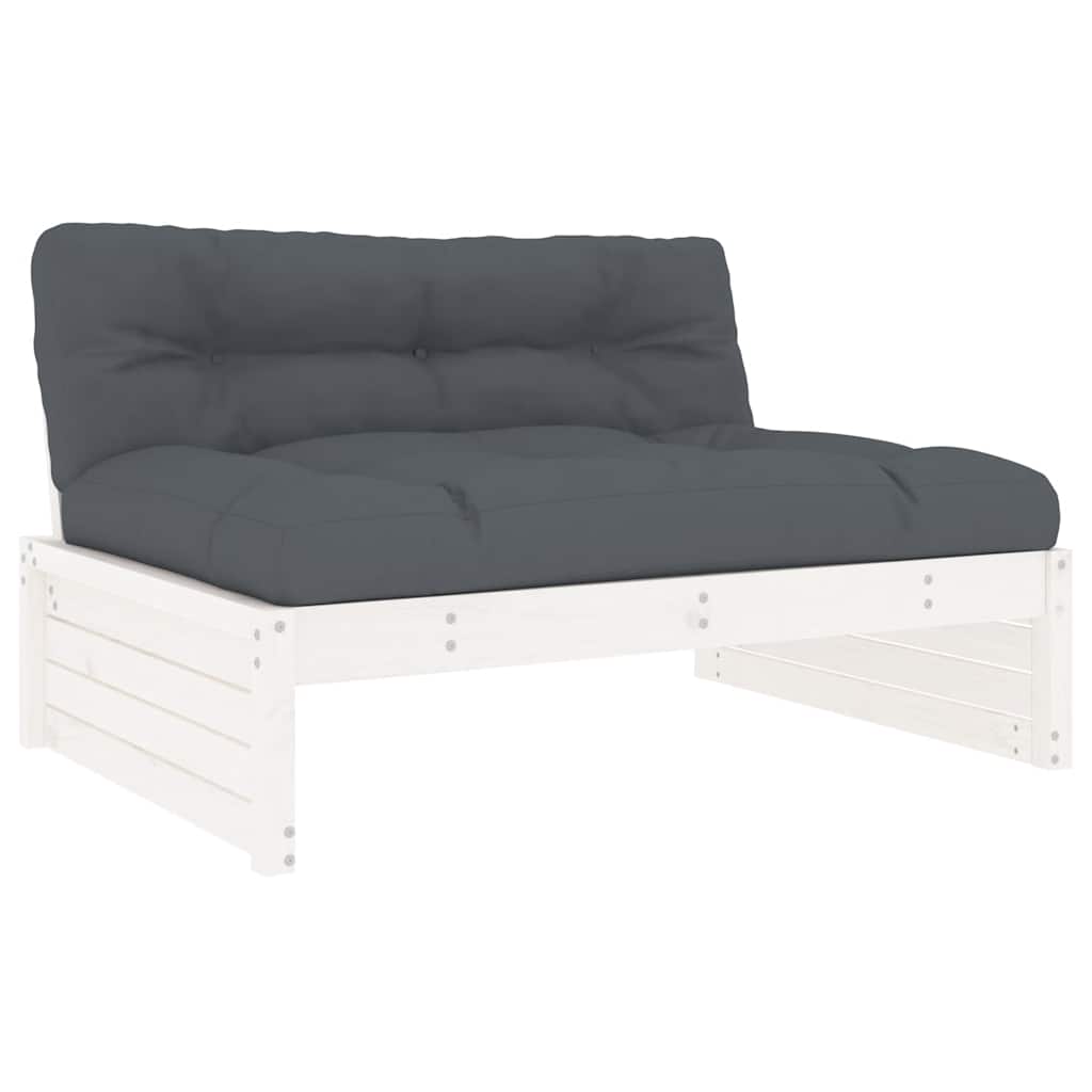 vidaXL Canapé central blanc 120x80 cm Bois de pin massif