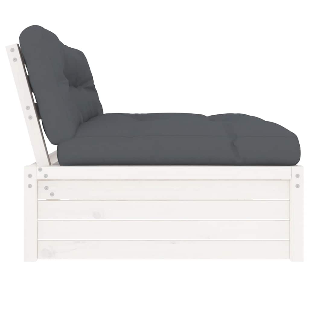 vidaXL Canapé central blanc 120x80 cm Bois de pin massif