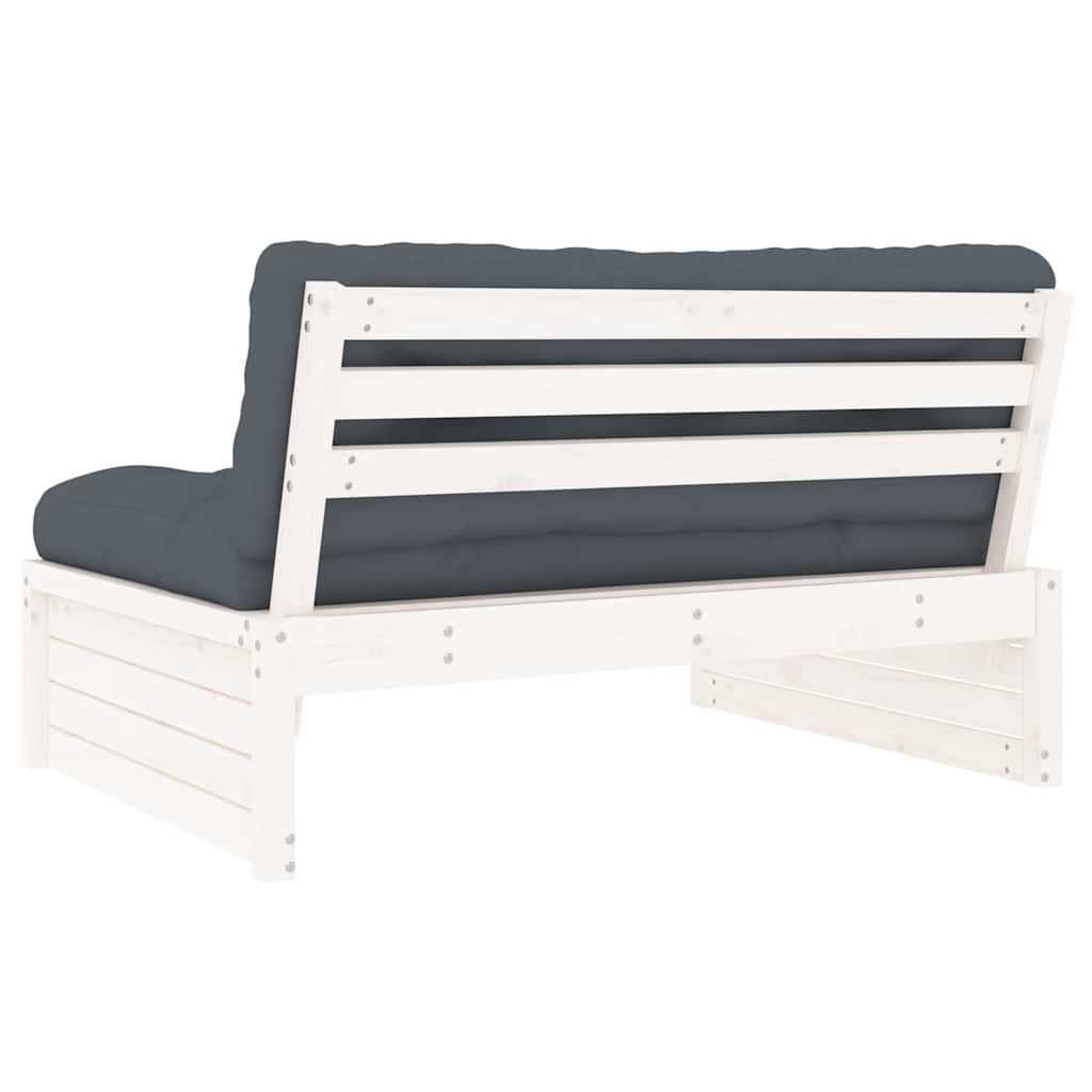 vidaXL Canapé central blanc 120x80 cm Bois de pin massif