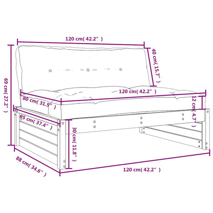 vidaXL Canapé central blanc 120x80 cm Bois de pin massif
