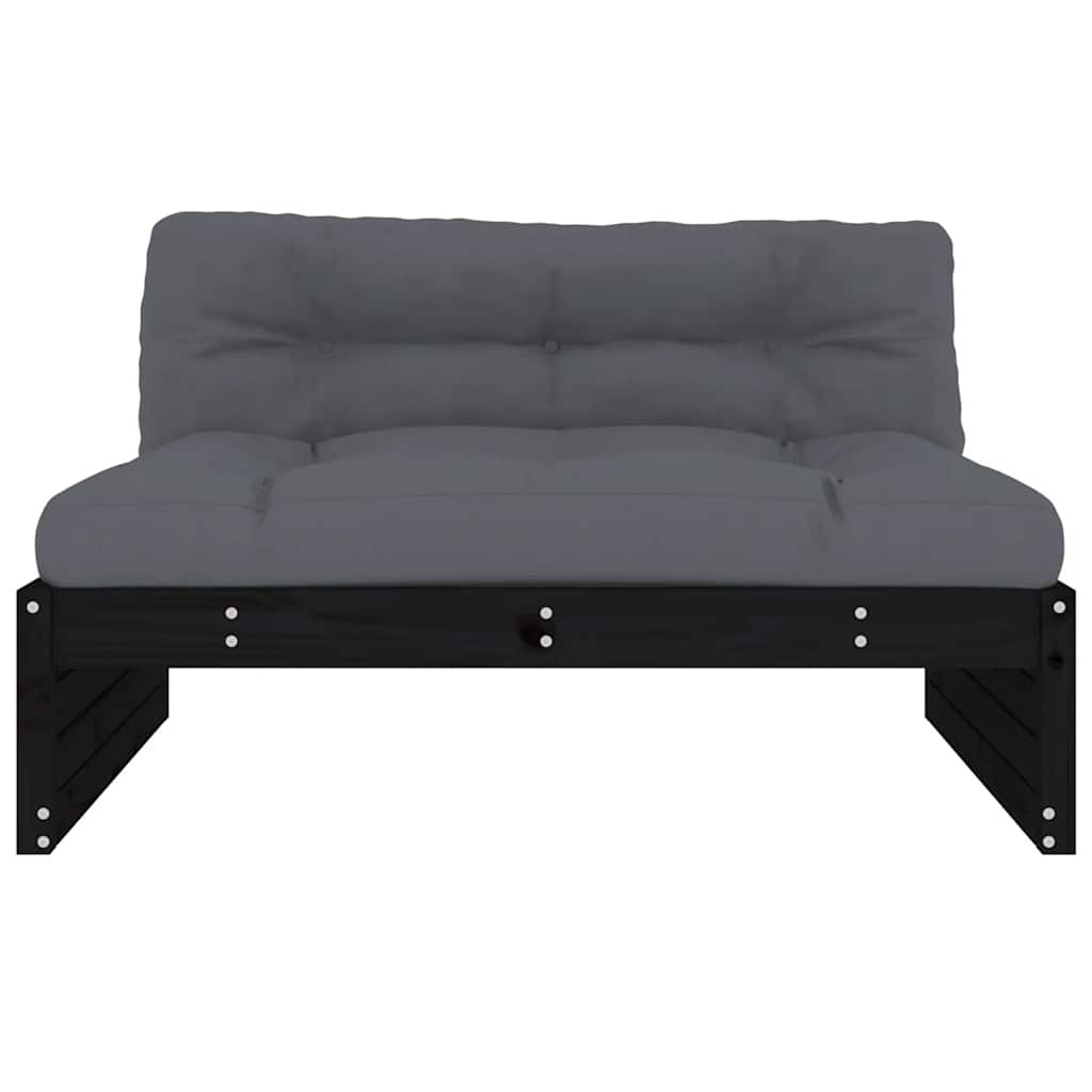 vidaXL Canapé central noir 120x80 cm Bois de pin massif
