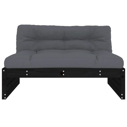 vidaXL Canapé central noir 120x80 cm Bois de pin massif