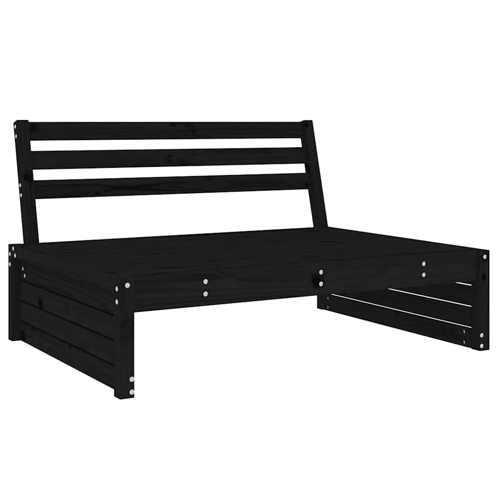 vidaXL Canapé central noir 120x80 cm Bois de pin massif