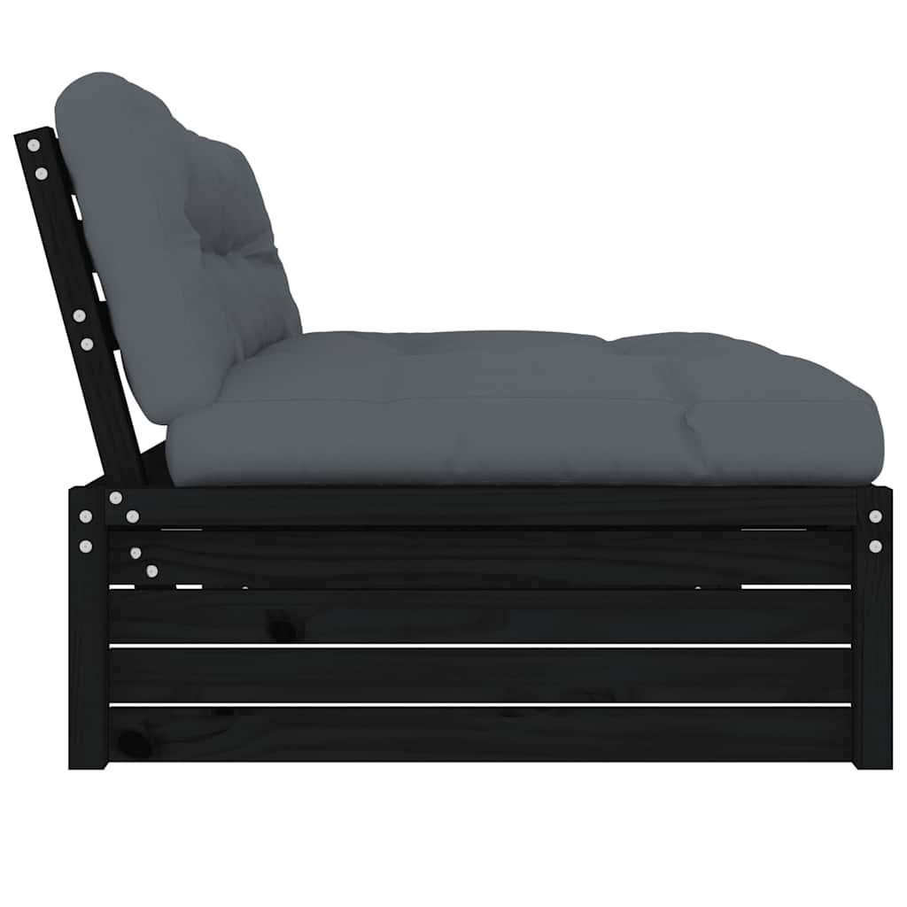 vidaXL Canapé central noir 120x80 cm Bois de pin massif