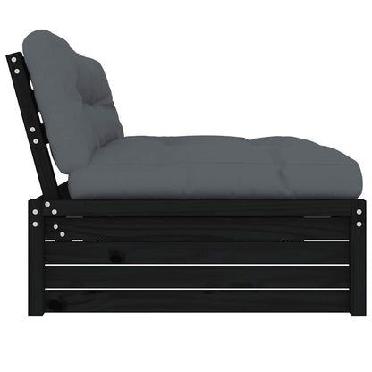 vidaXL Canapé central noir 120x80 cm Bois de pin massif